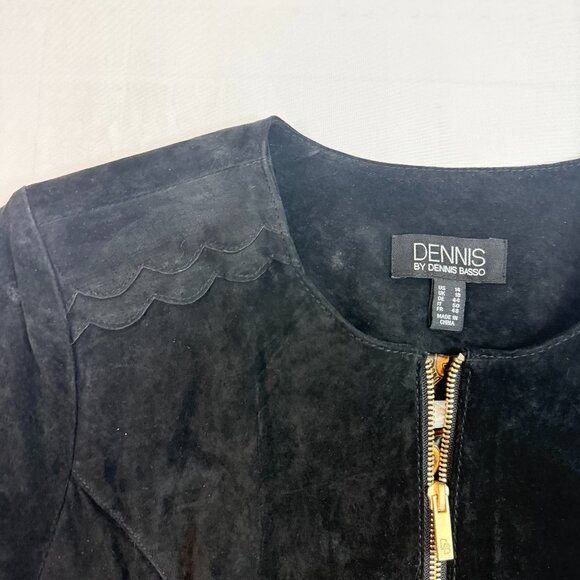 NWOT! Black Suede Leather Jacket - Dennis Basso SIZE 14 - Picture 5 of 10